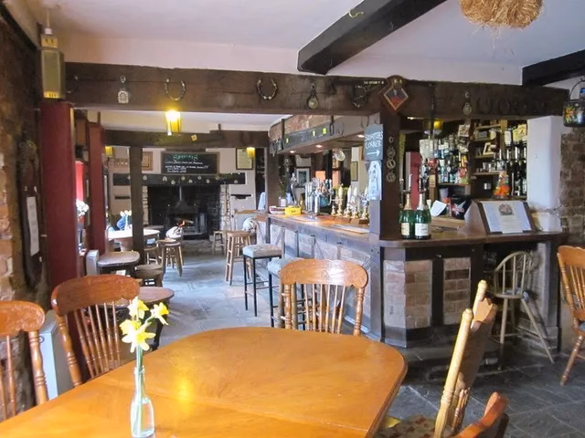 The traditional timber bar inside the Lower Lode Inn.